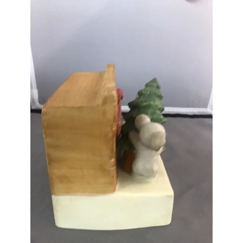Mice with Christmas Tree‎ Light Up Music Box Vintage 1988 House of Lloyd